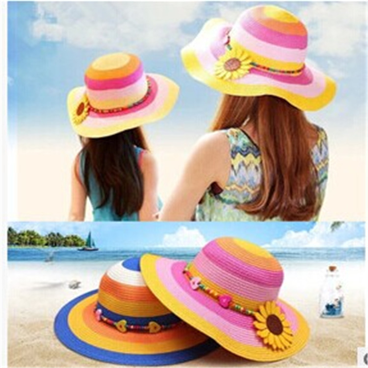 2016春夏季親子新款草帽 兒童防曬遮陽帽女士沙灘出遊防紫外線帽工廠,批發,進口,代購