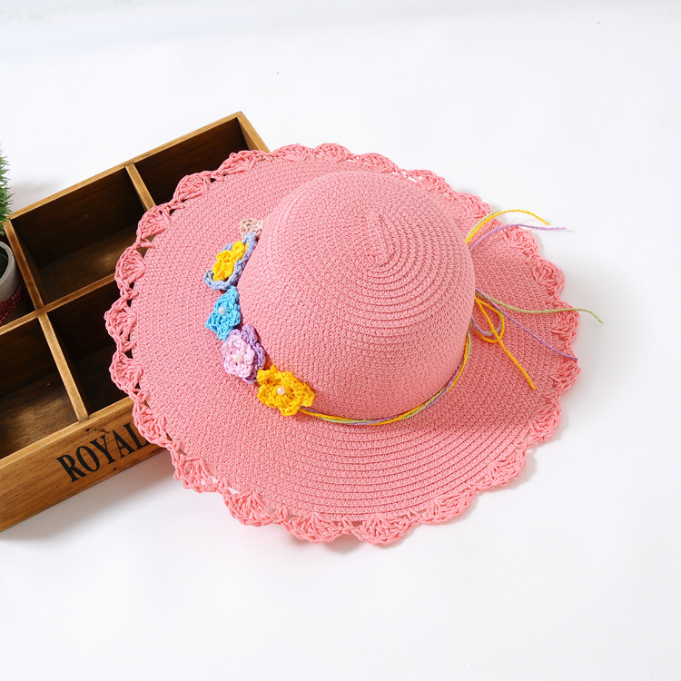 2016春夏兒童帽子 韓國五朵小花女童太陽帽沙灘遮陽草帽批發工廠,批發,進口,代購