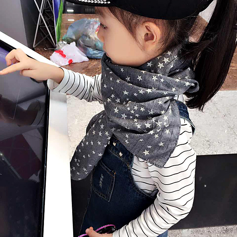 兒童棉麻圍巾 秋冬兒童圍巾 五角星圍巾熱銷 女兒秋冬禮物 ET06批發・進口・工廠・代買・代購