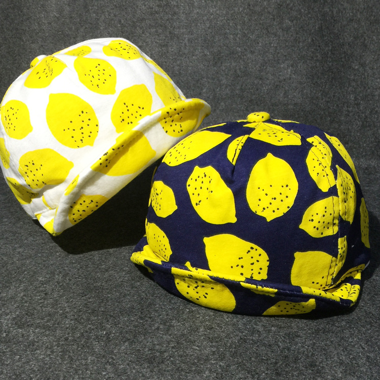 2016新款嬰兒帽子寶寶純棉秋天太陽帽遮陽帽男女童檸檬款鴨舌帽工廠,批發,進口,代購