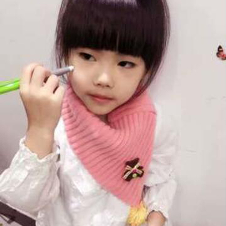韓版新款兒童圍脖男女寶寶冬可愛三角圍巾卡通保暖毛球針織脖套工廠,批發,進口,代購