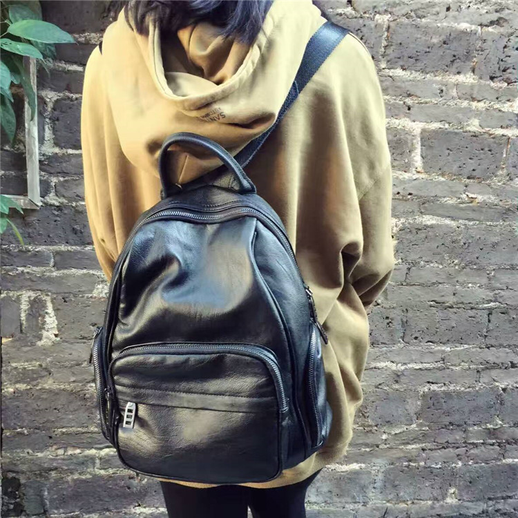 2017新款女雙肩包羊仔紋PU皮百搭女包休閒旅行包女背包廠傢批發批發・進口・工廠・代買・代購