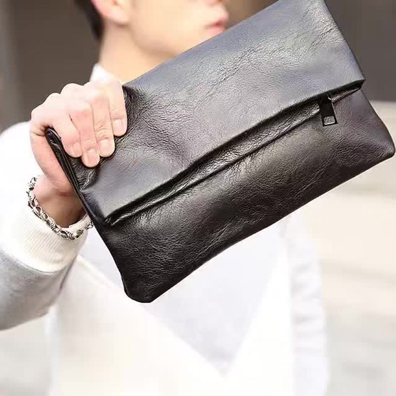 男士錢包Pu皮休閒手拿包軟皮拉鏈零錢包油蠟皮長款卡包廠傢定製工廠,批發,進口,代購