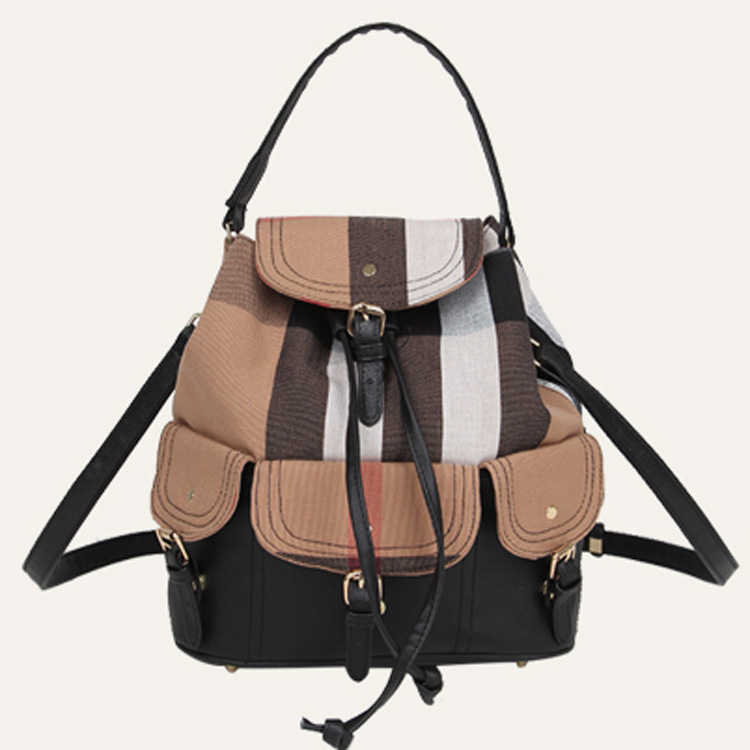 2015新款時尚女包潮流背包 歐美旅行帆佈大包格子多功能背包桶包工廠,批發,進口,代購