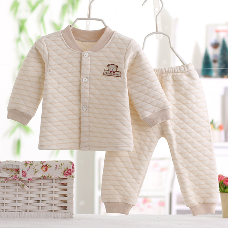 新品寶寶舒適彈力棉立領套裝 嬰幼兒加棉保暖內衣內褲小童傢居服批發・進口・工廠・代買・代購