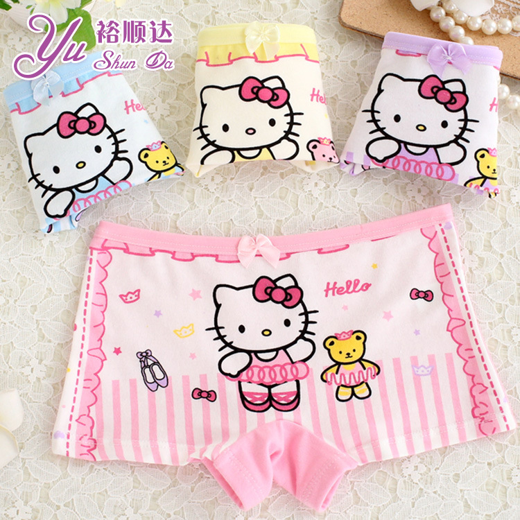 熊仔hello Kitty兒童內褲 純棉印花兒童內褲女寶寶平角內褲 短褲批發・進口・工廠・代買・代購