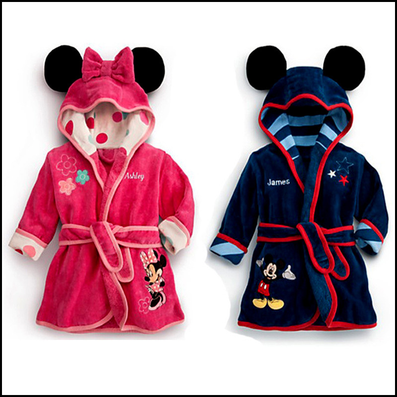 童裝秋款批發2015男女童寶寶法蘭絨卡通米奇米妮造型睡袍一件代發工廠,批發,進口,代購