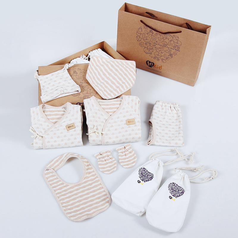 HIKID新款高檔彩棉 嬰幼兒禮盒7件套豪華新生兒嬰兒寶寶滿月禮盒工廠,批發,進口,代購