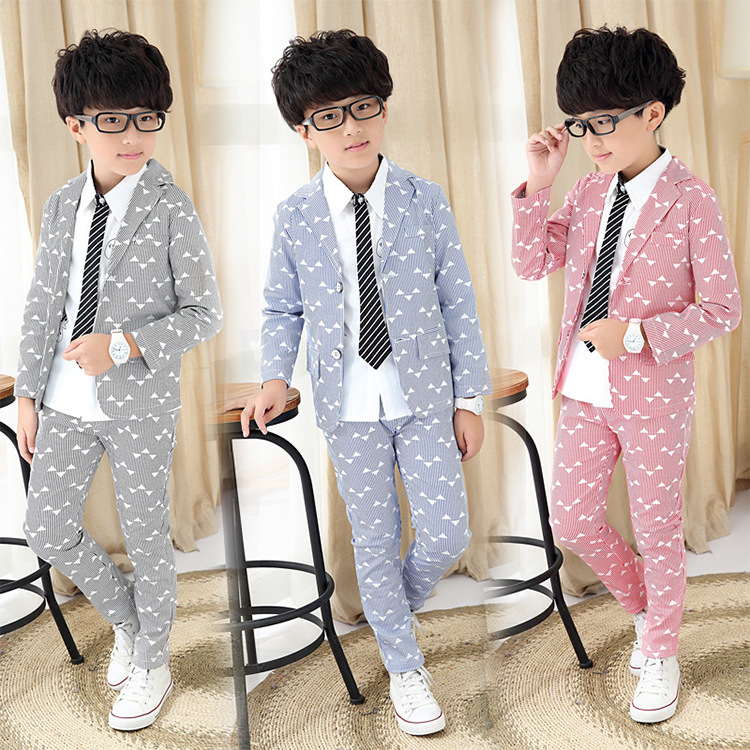 2015新款韓版童裝男童秋裝套裝中大童兒童長袖西裝休閒西服兩件套批發・進口・工廠・代買・代購
