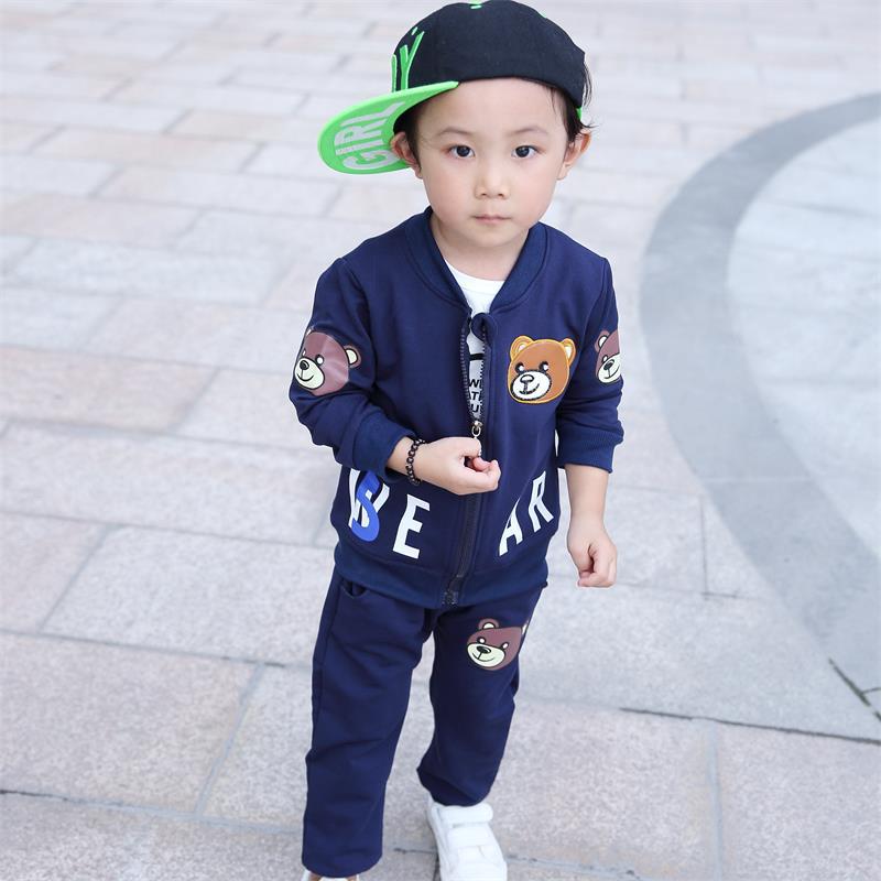 2016新款韓版男童三件套套裝休閒小熊童裝兒童外套一件代發 批發工廠,批發,進口,代購