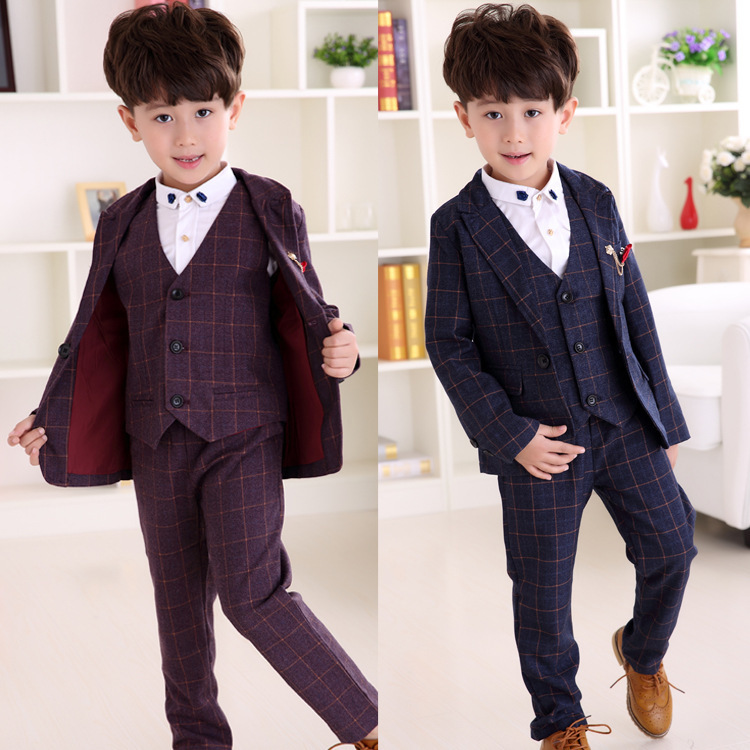 2016春裝新款男童韓版紳士風休閒西裝馬甲褲子三件套童裝一件代發批發・進口・工廠・代買・代購