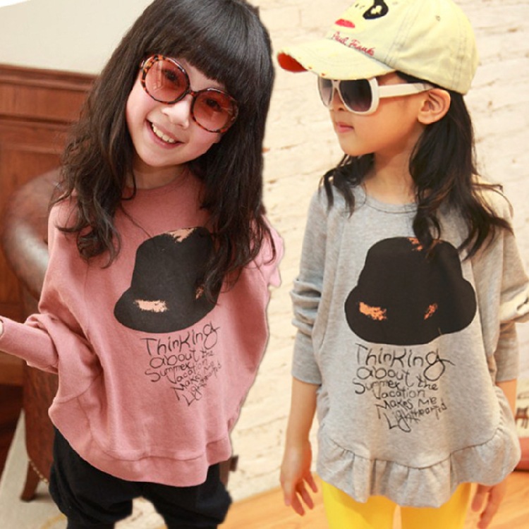 2015新款韓版童裝女童秋款中大童兒童黑帽蝙蝠衫組合套裝一件代發工廠,批發,進口,代購