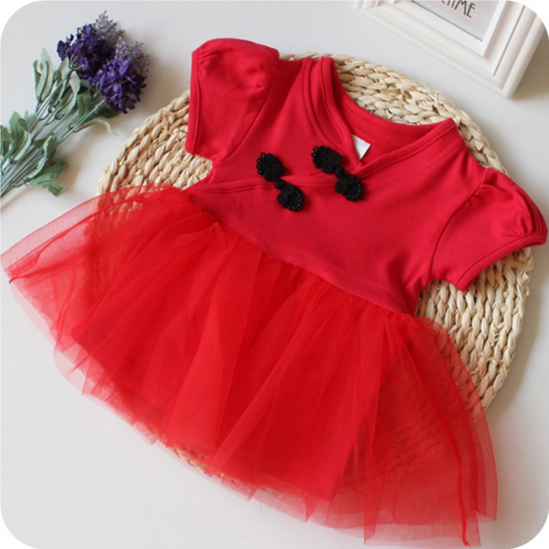 嬰幼兒服裝 寶寶周歲百日送禮大紅色喜慶連衣裙 復古蓬蓬紗連衣裙工廠,批發,進口,代購
