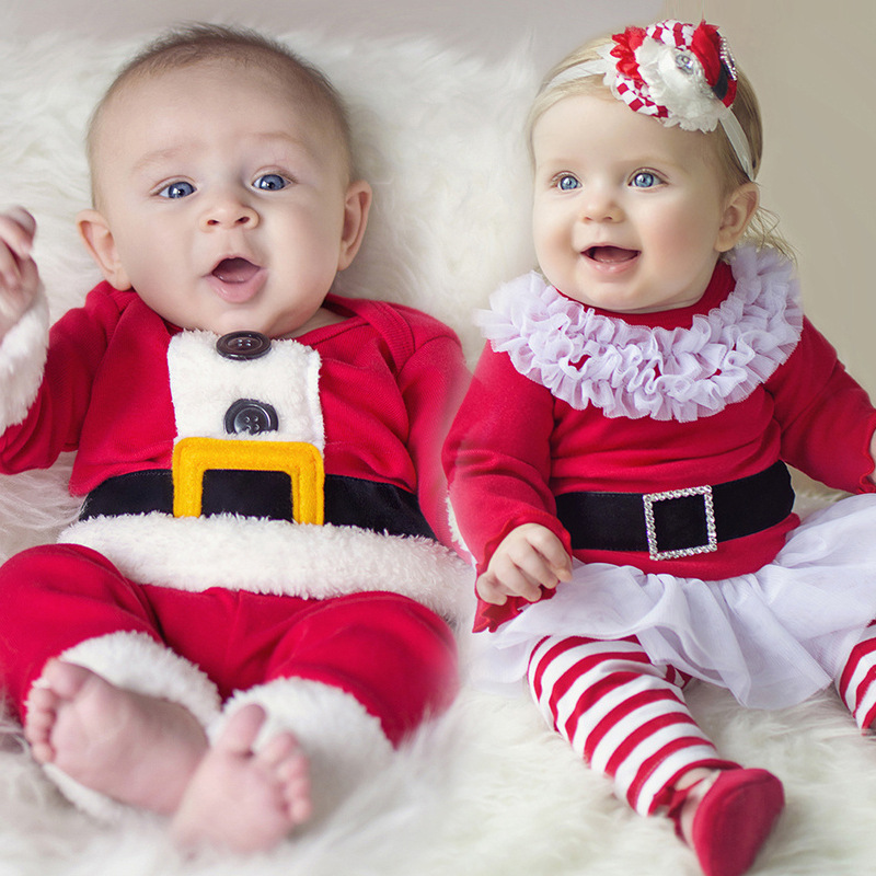 男女童冬款純棉聖誕童裝 嬰幼兒小童長袖新年聖誕款加厚童套裝工廠,批發,進口,代購