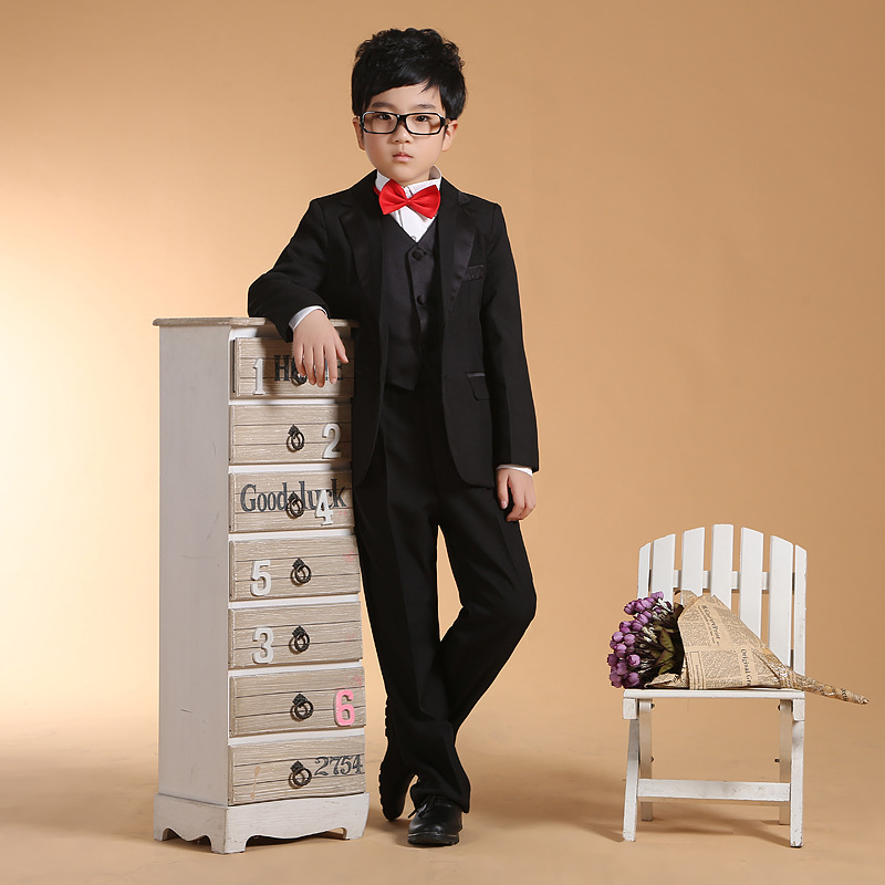男童黑色禮服花童服裝鋼琴魔術六一兒童節禮服舞臺表演服裝批發・進口・工廠・代買・代購