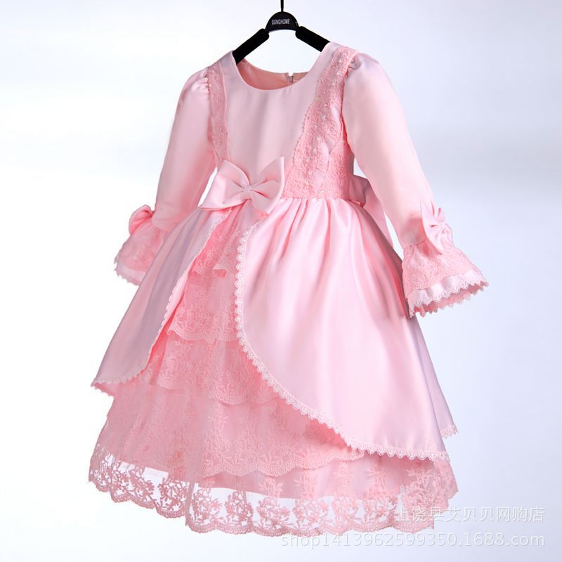 韓版中大童裝女童春秋裝連衣裙兒童長袖花童禮服公主裙子工廠,批發,進口,代購