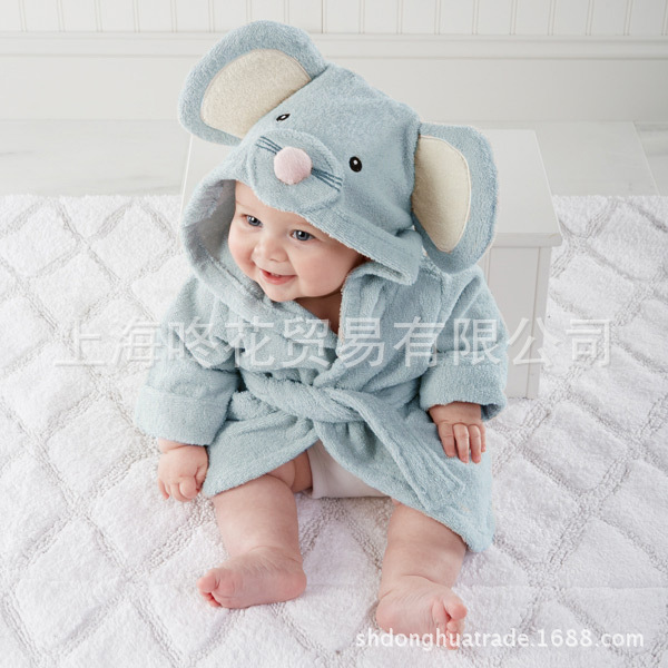 兒童卡通浴袍 寶寶動物造型睡衣 沙灘浴巾 藍色老鼠嬰兒披風批發・進口・工廠・代買・代購