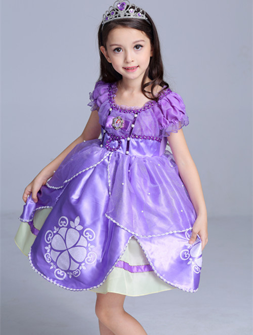 新款女童蘇菲亞公主裙短袖連衣裙Sofia小公主表演服裙子工廠,批發,進口,代購