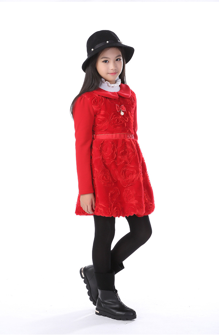 女童連衣裙冬款2016新款韓國童裝加絨公主裙兒童禮服童裙一件代發工廠,批發,進口,代購
