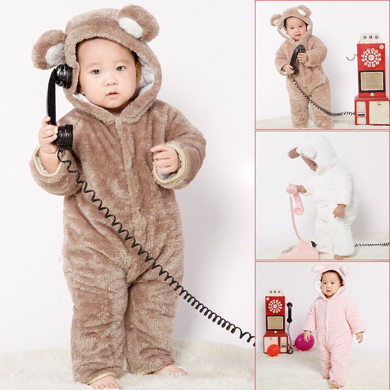 2016秋冬加絨嬰兒爬服 嬰兒加厚連身衣哈衣 小熊動物造型童裝批發批發・進口・工廠・代買・代購