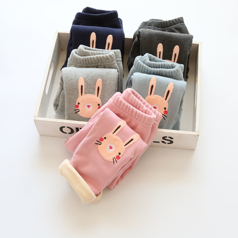 冬季新款刺繡小兔純棉加絨保暖時尚女童內搭褲MNGJ批發・進口・工廠・代買・代購