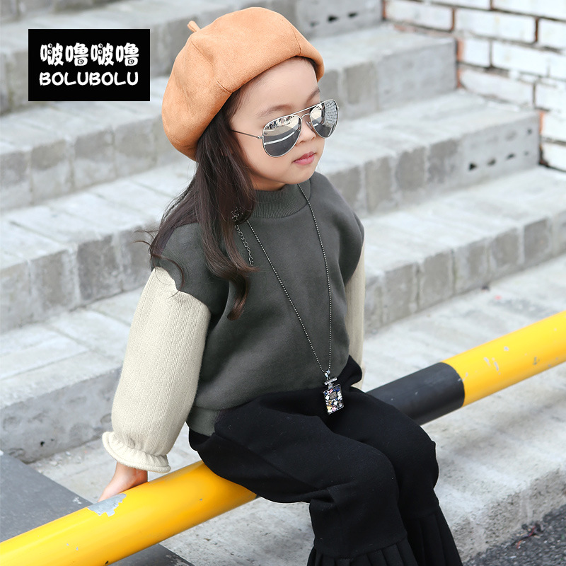 韓版女童加絨衛衣女寶寶女童秋冬款加厚保暖夾棉上衣2016新款韓版批發・進口・工廠・代買・代購