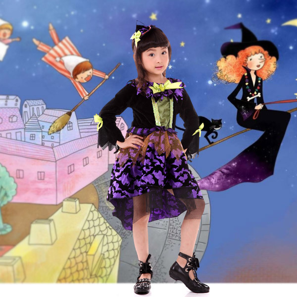 cosplay 萬聖節兒童服裝紫色女巫婆服女孩服裝動漫巫婆裝批發・進口・工廠・代買・代購