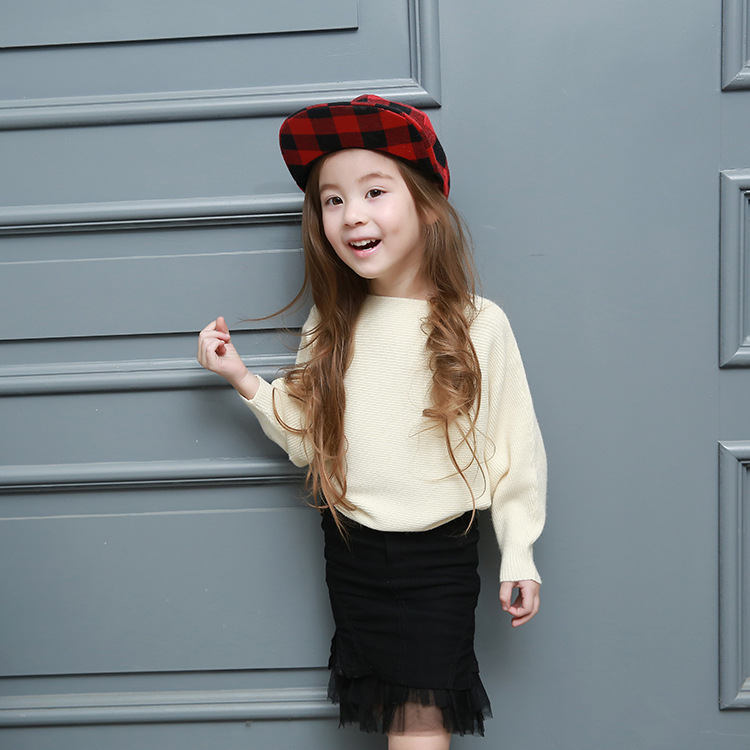 2016春款童裝新品 韓版潮范女童蝙蝠袖針織衫 中小童純色毛衣工廠,批發,進口,代購