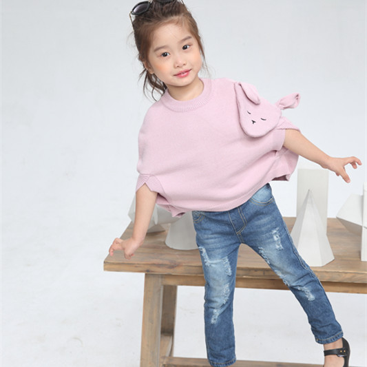 韓式新款女童無袖針織鬥篷  卡通兔子寶寶蝙蝠毛衣潮品工廠,批發,進口,代購
