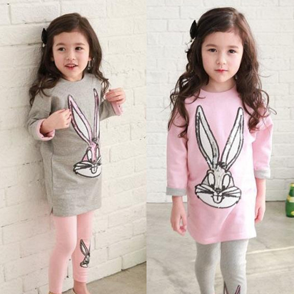 童裝 韓版童裝  秋季新款 兒童長袖T恤 棉質 亮片小兔工廠,批發,進口,代購
