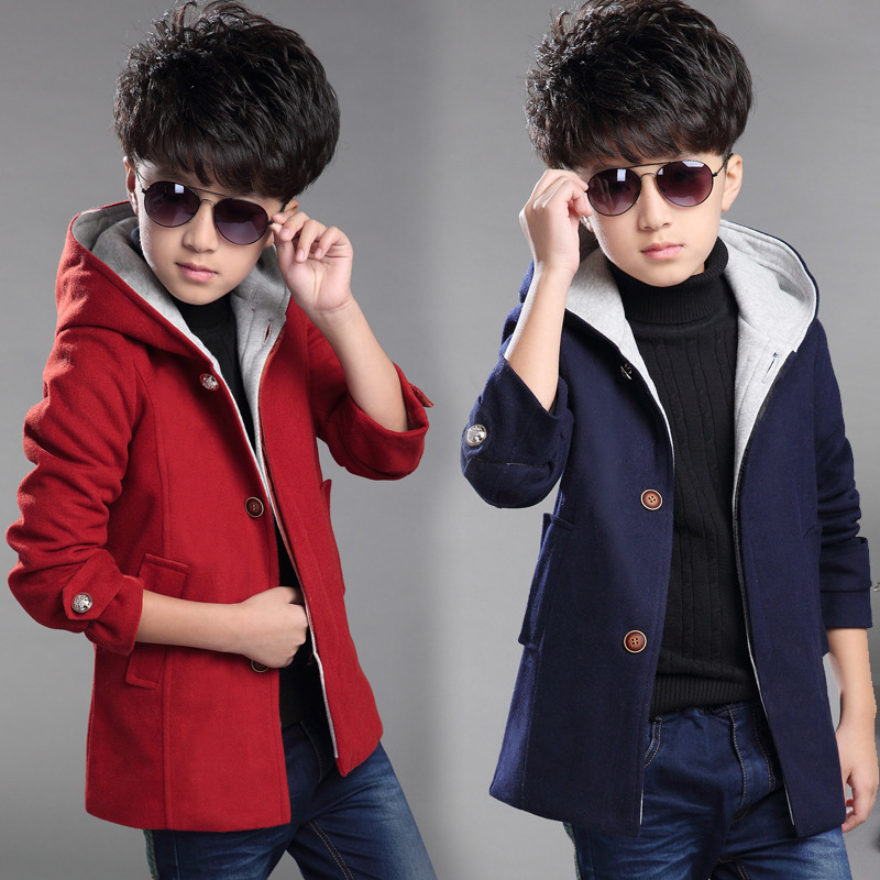 男童呢子大衣韓版冬季新款加厚連帽呢外套兒童2016年童裝一件代發批發・進口・工廠・代買・代購