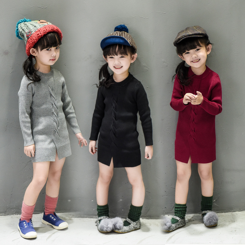 寶貝衣衣童裝 2016秋季韓版女童長款針織毛衣 廠傢直銷HA8912工廠,批發,進口,代購