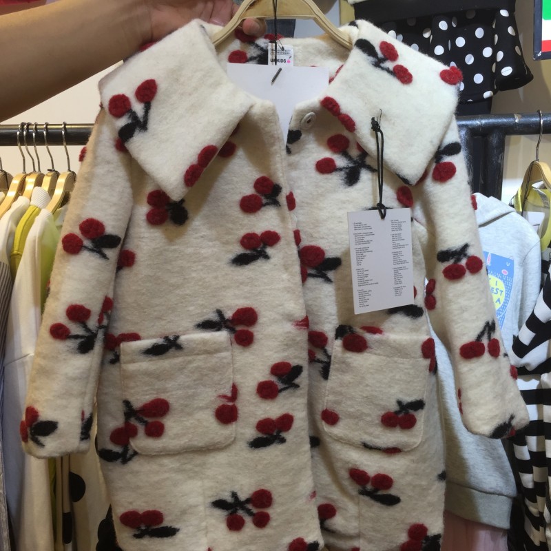 韓版新款女童裝加毛裡童大衣櫻桃羊毛呢中長款外套加厚女童外套批發・進口・工廠・代買・代購