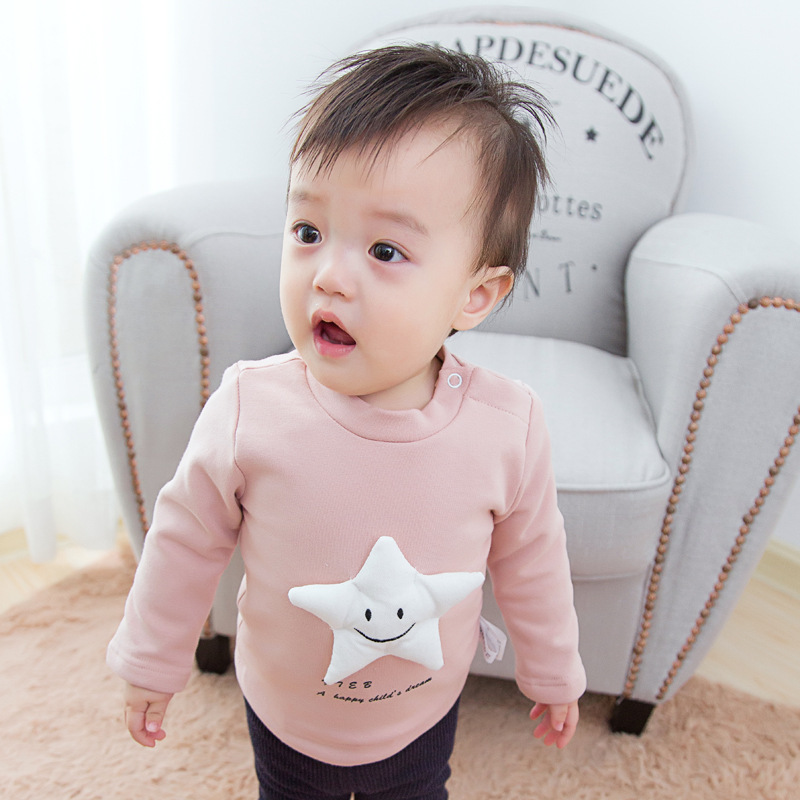 0-3歲嬰幼兒童寶寶服 2016新款男女童星星純棉加絨圓領套頭衛衣批發・進口・工廠・代買・代購