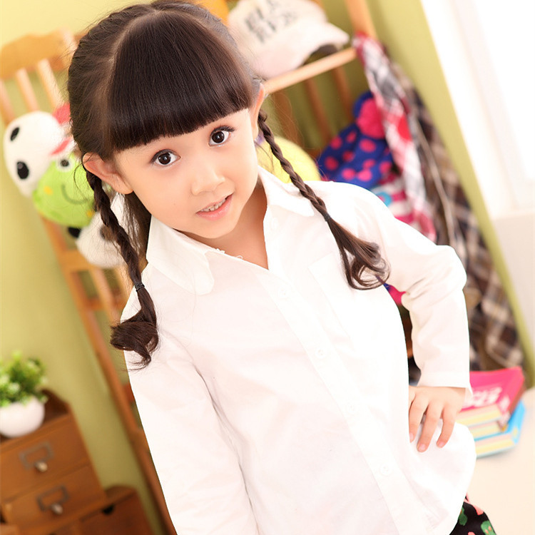 2016春季新款童裝 女童純色純棉襯衫 中小童學院風襯衫工廠,批發,進口,代購
