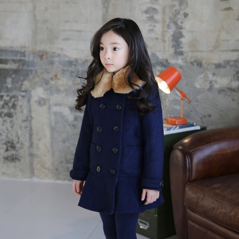 2016童裝女童秋冬裝韓版新款兒童風衣開衫外套 長袖呢子大衣工廠,批發,進口,代購