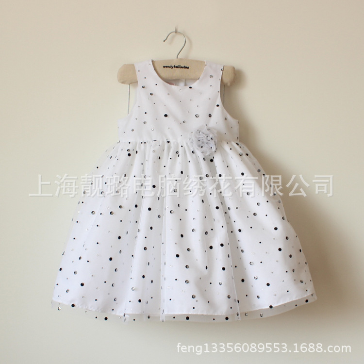 新款外貿原單女童禮服連衣裙子 白色圓點禮服 小童亮片公主裙批發・進口・工廠・代買・代購