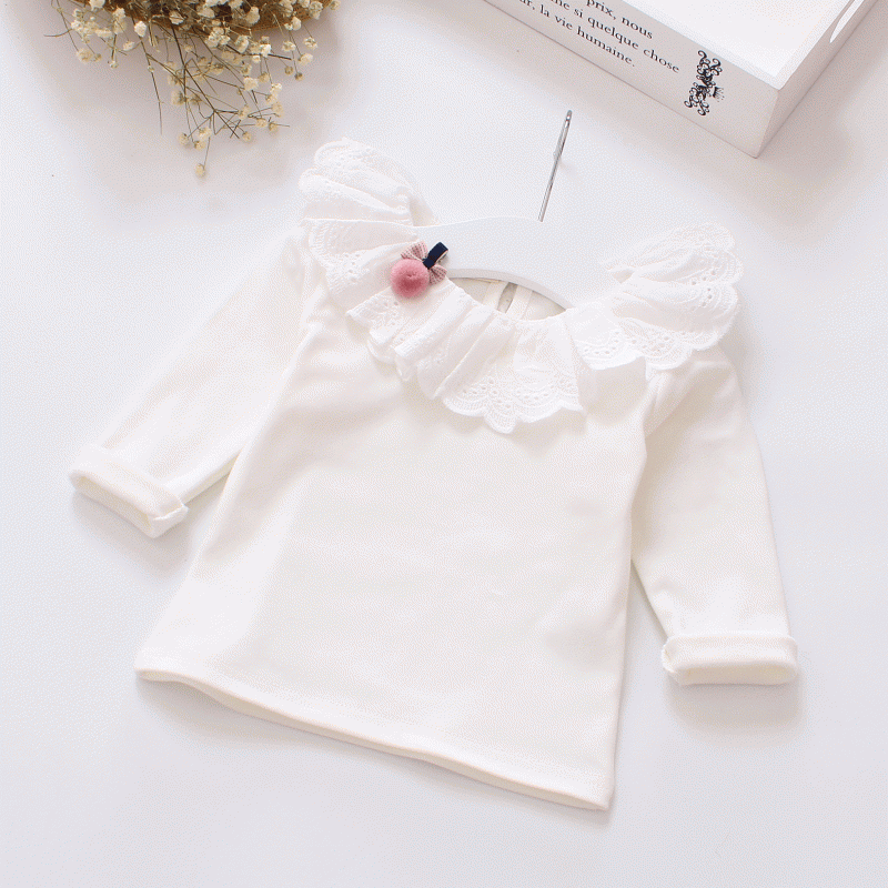 2017年女童裝春款新品 韓版女寶寶打底衫 純棉 童上衣 花邊領工廠,批發,進口,代購