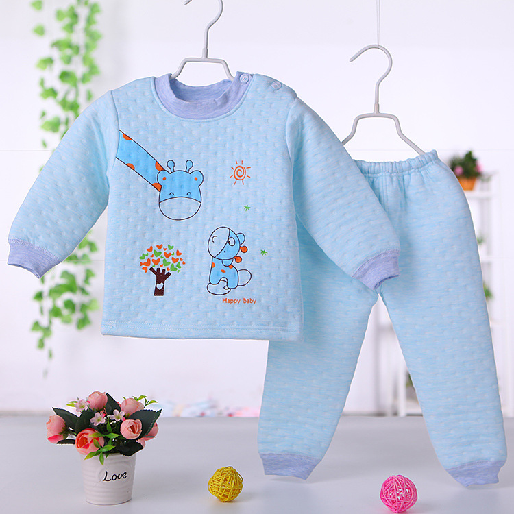 廠傢批發 2016新款秋冬嬰幼兒彩棉兩件套1-5歲兒童三層保暖套裝工廠,批發,進口,代購