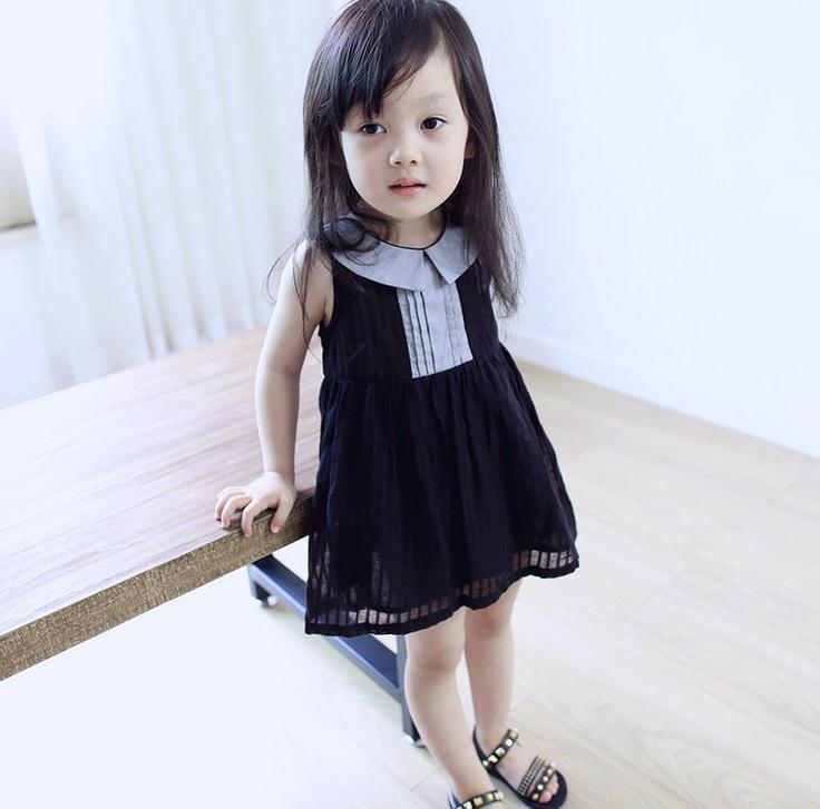 童裝一件代發 2016女童胸前配色百褶邊學院風娃娃領連衣裙子Q288批發・進口・工廠・代買・代購