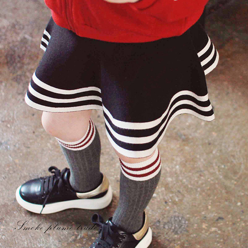 2016秋季韓國童裝女童學院風條紋半身裙女寶寶針織短裙百褶裙工廠,批發,進口,代購
