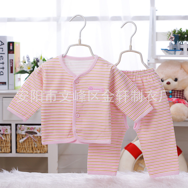 廠傢直銷2016新款純棉對門寶寶兩件套 嬰兒內衣套裝 新生兒內衣批發・進口・工廠・代買・代購