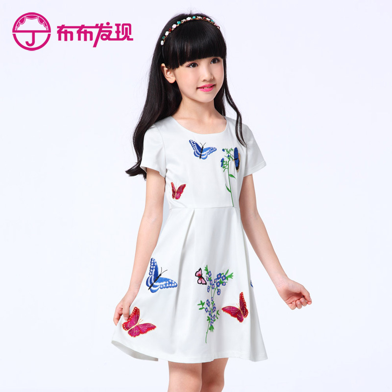 佈佈發現2016中國風新款童裝短袖女童連衣裙夏款中大兒童百褶裙工廠,批發,進口,代購