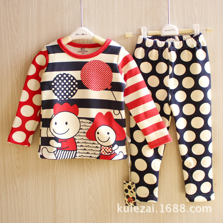 韓國品牌瑪咔拉男女兒童純棉保暖內衣套裝加絨珍珠絨清倉90100工廠,批發,進口,代購