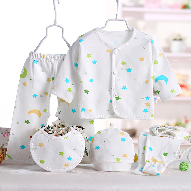 嬰兒純棉內衣三款五件套裝秋新款 新生兒內衣褲精梳棉 寶寶和尚服工廠,批發,進口,代購