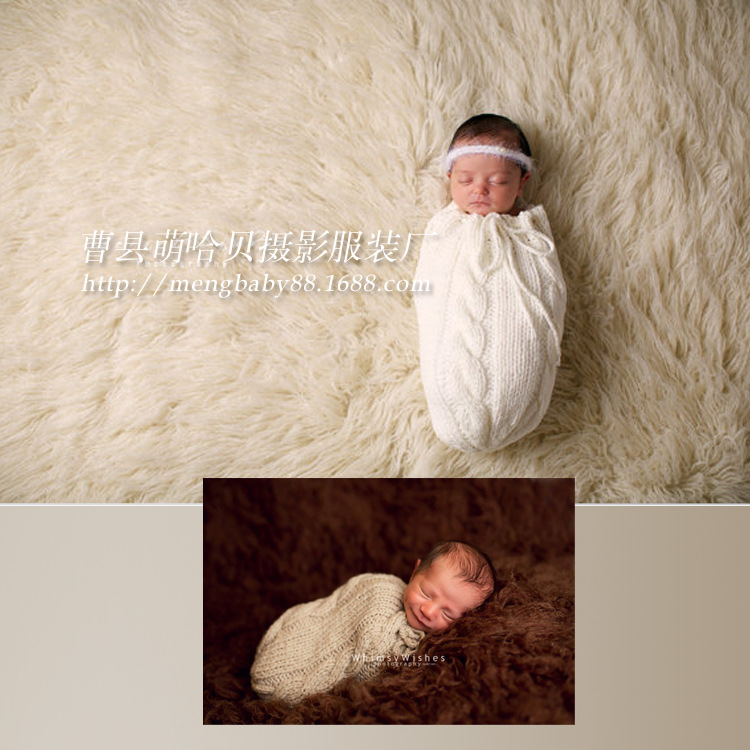 百天寶寶手工手鉤毛線攝影服飾 新生嬰兒攝影睡袋道具 BB拍照服裝批發・進口・工廠・代買・代購