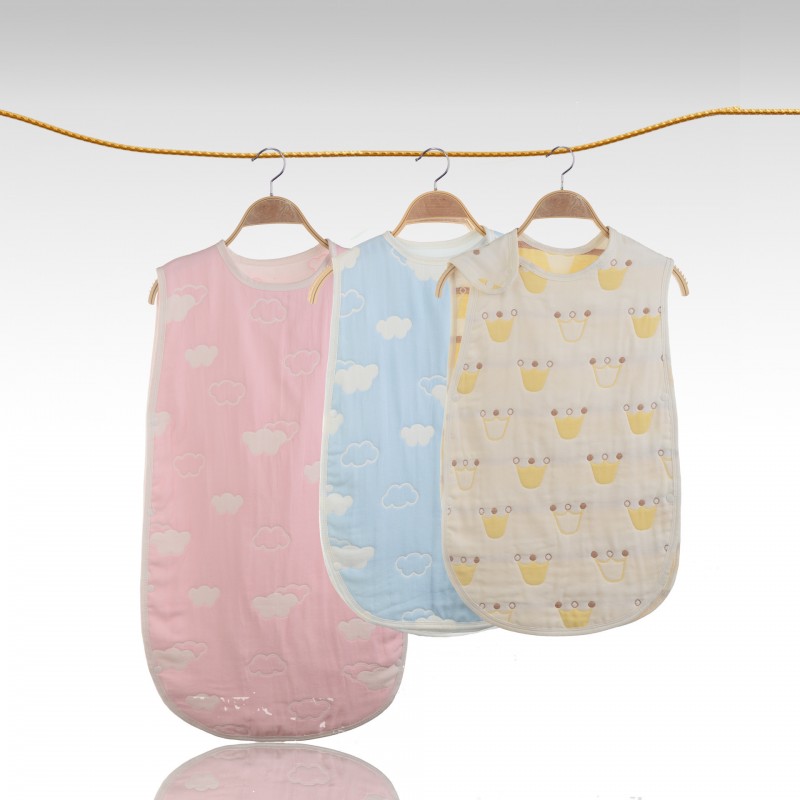 新款背心式皇冠睡袋6層紗佈柔軟睡袋雲朵兒童睡袋 無袖吊帶睡袋工廠,批發,進口,代購