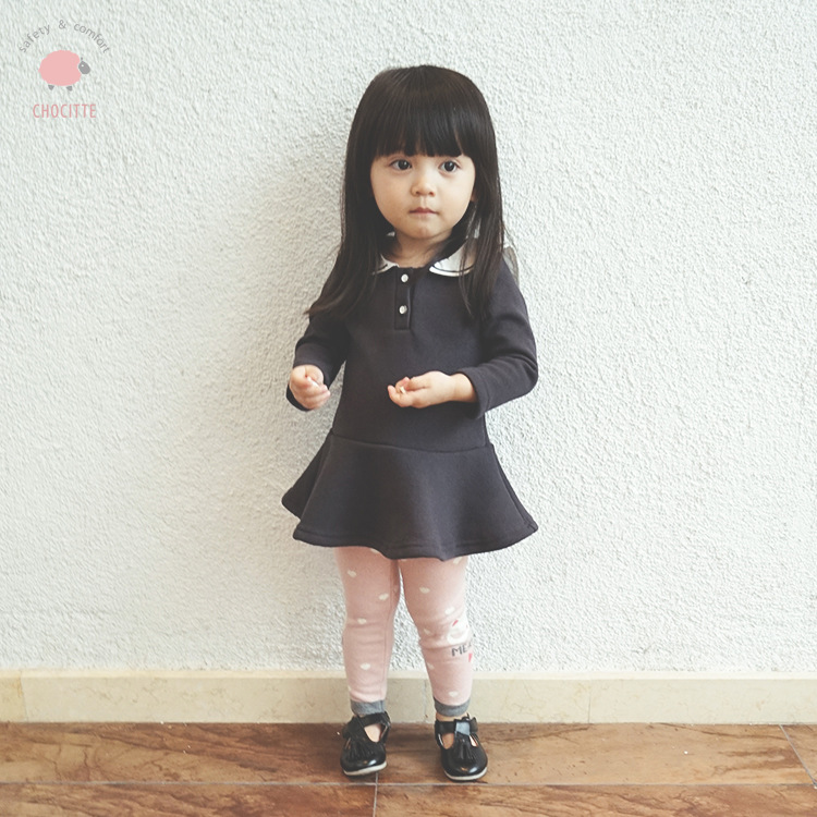 韓國小小童女童可愛海軍領秋冬加絨加厚女童連衣裙GTQ628批發・進口・工廠・代買・代購