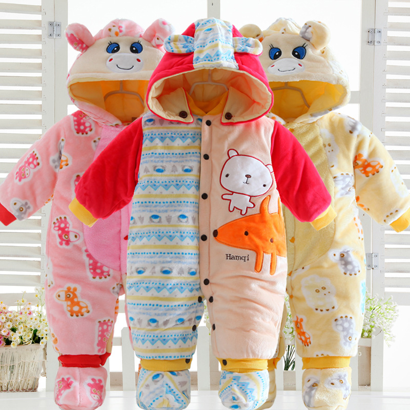 多款冬季加厚連帽寶寶連身哈衣新生兒外出嬰兒男女寶爬服工廠,批發,進口,代購