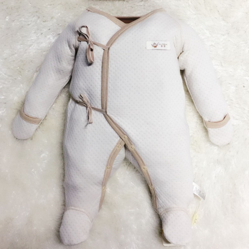 朗菲 嬰兒系帶連身衣保暖有機彩棉寶寶爬服 新生兒服裝廠傢直銷工廠,批發,進口,代購